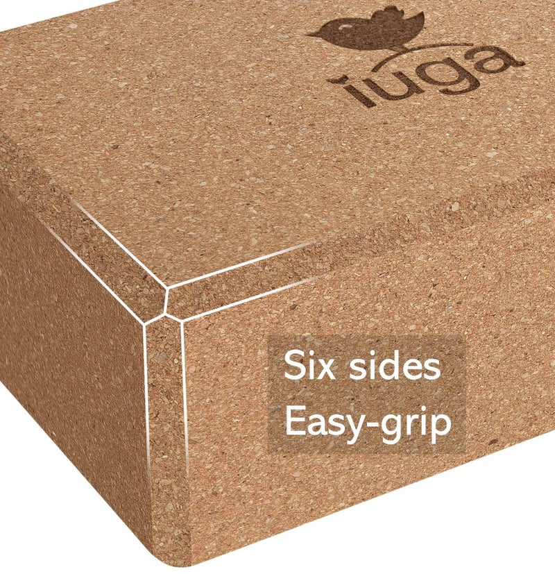 IUGA Yoga Blocks 2 Pack With Strap Non Slip High Density 9"x6"x3" Solid & Cork Yoga Block With Yoga Strap to Improve Strength Balance for Yoga Pilates Meditation - Image 3